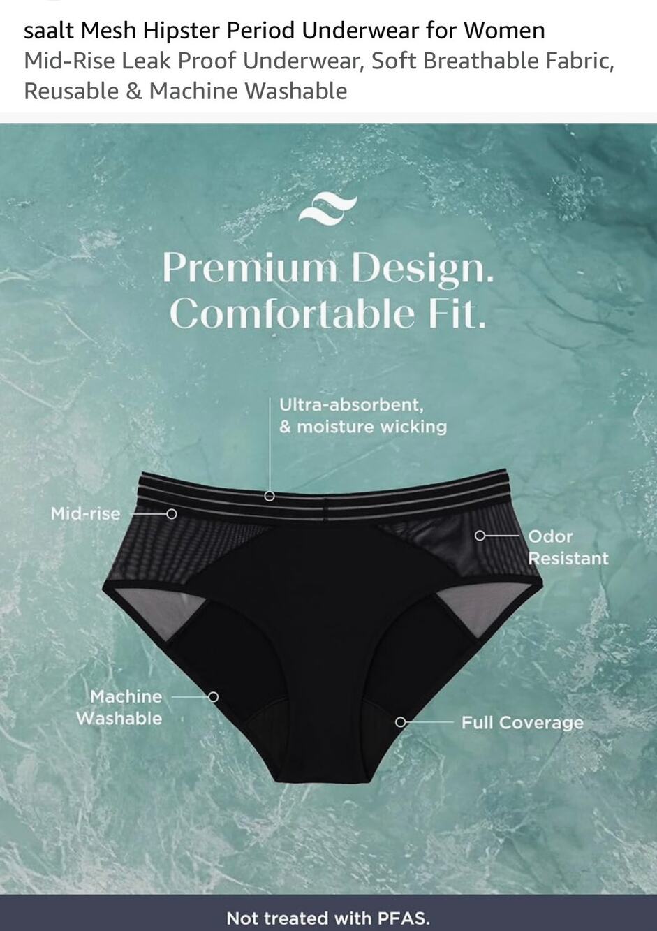Saalt Mesh Hipster High Absorbency Black size M